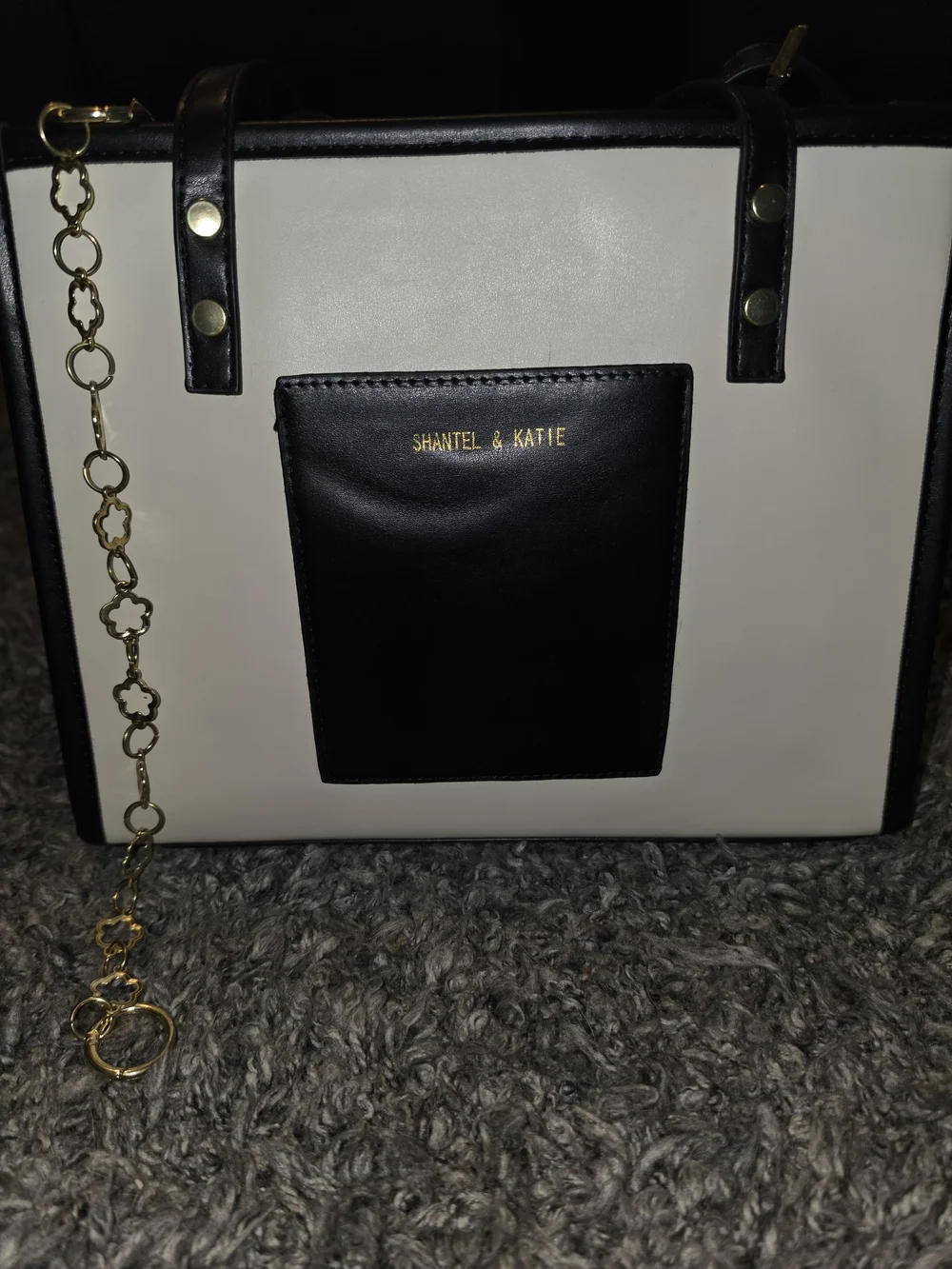 Black and Cream Structured Tote